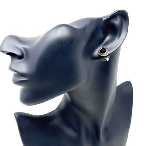 Napier Silver Tone Black‎ Stone Crystals from Swarovski Pierced Earrings New